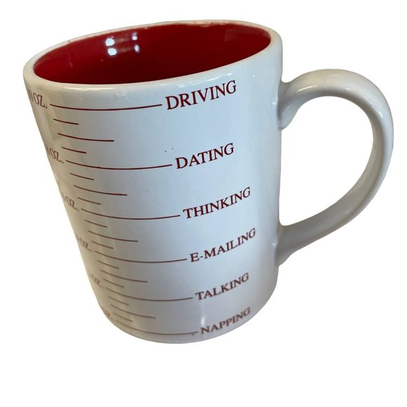 CAFFEINE REQUIREMENT Cup Mug Punctuate Barnes Noble Novelty Humor Red White 10oz - Picture 3 of 8